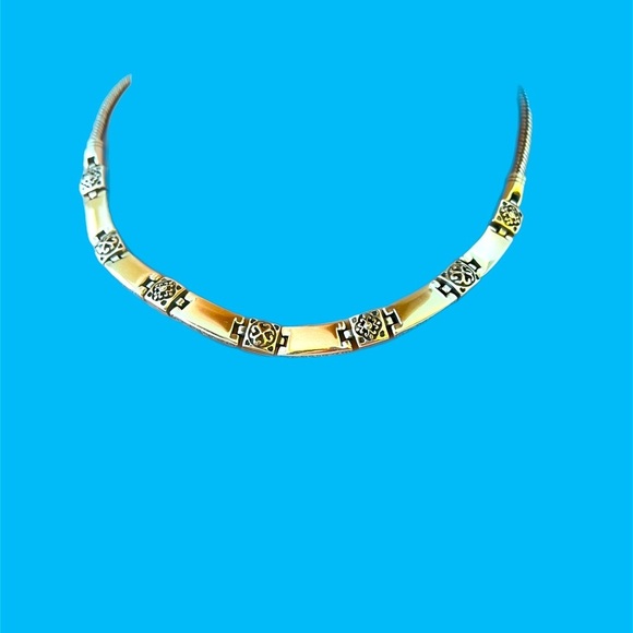 Brighton TRIBECA Bar Scroll Square Collar Silver Plated Necklace.  NWOT - Picture 4 of 8